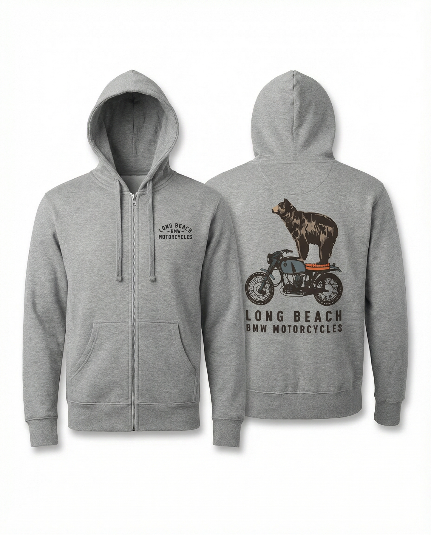 Gray Big Bear Zip-Up Hoodie