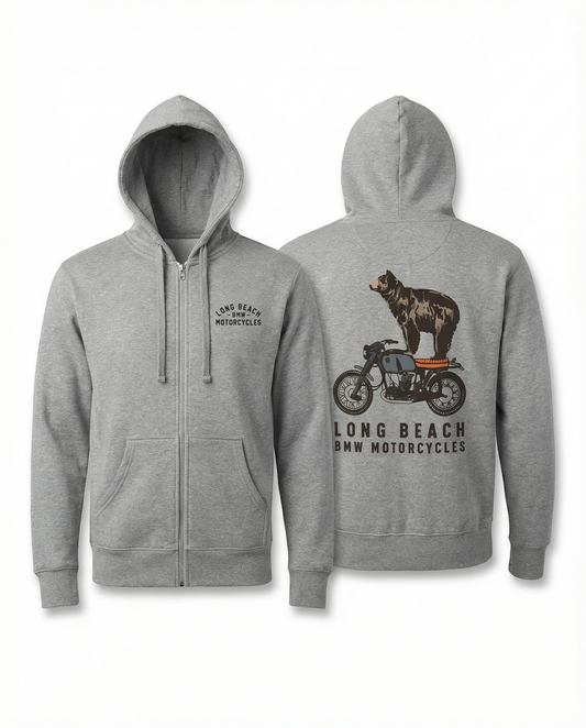 Gray Big Bear Zip-Up Hoodie