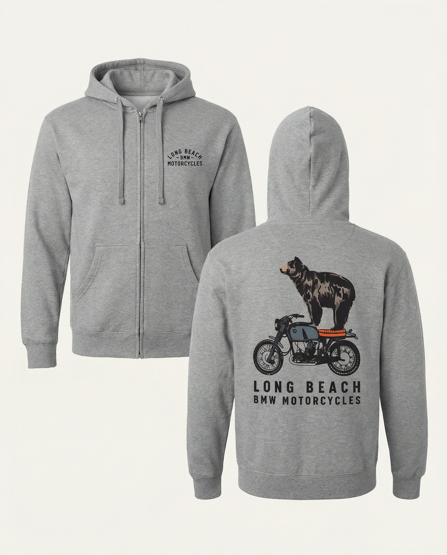 Gray Big Bear Zip-Up Hoodie